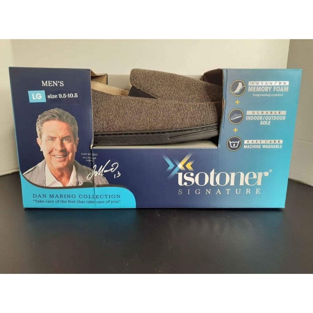 NIB Isotoner Signature Men's Memory Foam Indoor/Outdoor Slippers Size Large 9.5-